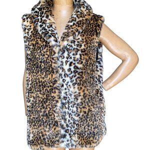 Cejon Faux Fur Leopard Print Vest XL #81N